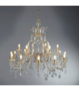Marie Therese 18 Light Crystal Chandelier Polished Brass Finish E14_Room