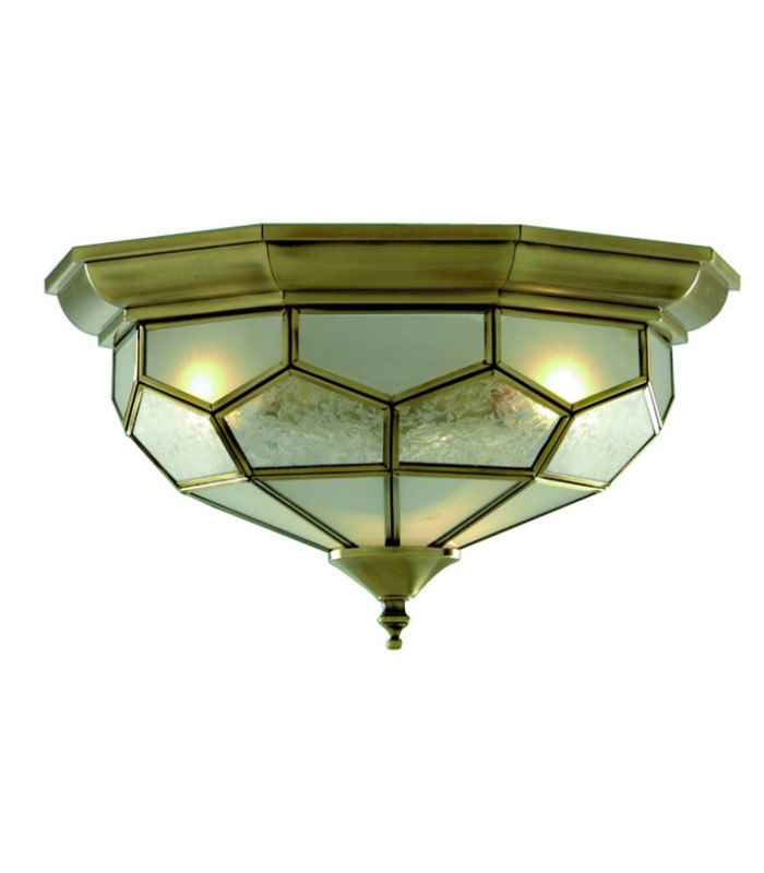 Flush Ceiling 2 Light Antique Brass E14_Main