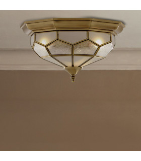 Flush Ceiling 2 Light Antique Brass E14_Room