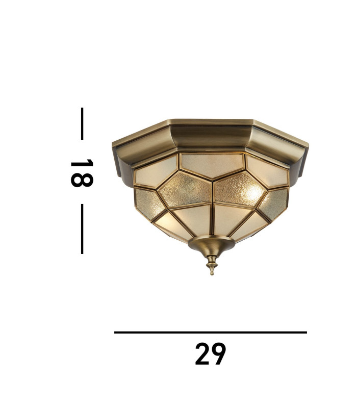 Flush Ceiling 2 Light Antique Brass E14_Line