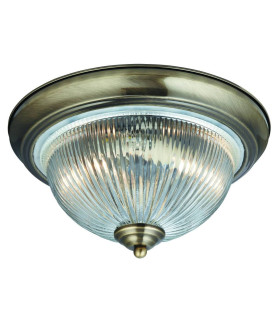 Bathroom Flush 2 Light Ceiling Antique Brass E14_Main