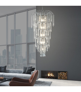 Waterfall 13 Light Crystal Chandelier Chrome Finish E14_Room