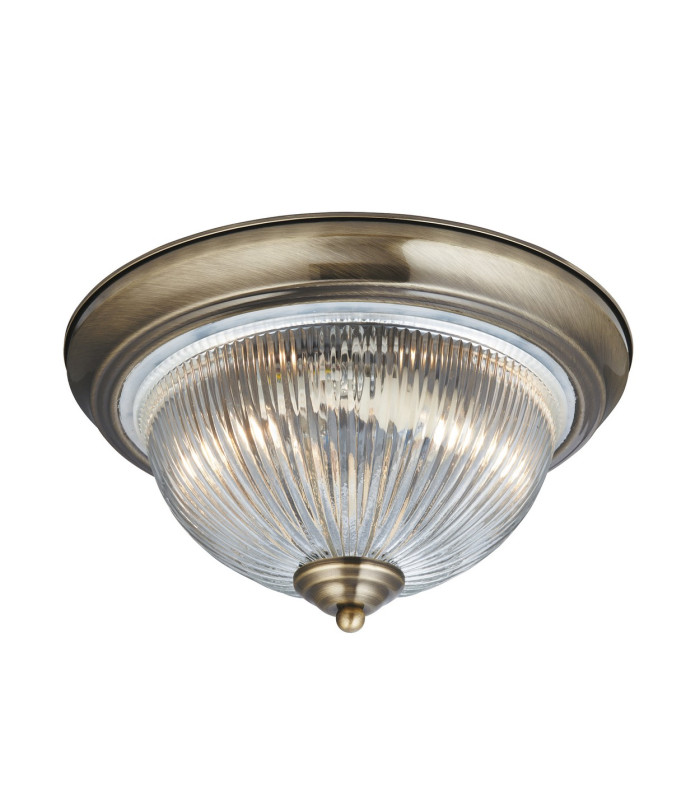 Bathroom Flush 2 Light Ceiling Antique Brass E14_Off