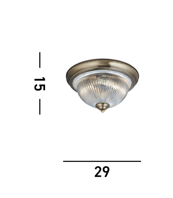 Bathroom Flush 2 Light Ceiling Antique Brass E14_Line