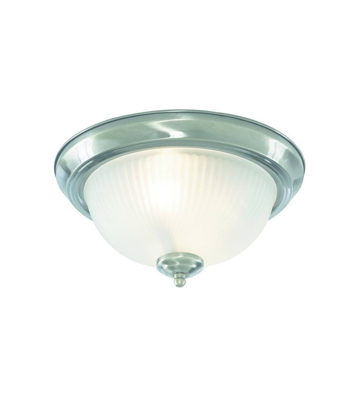 Bathroom Flush 2 Light Ceiling Satin Silver IP44 E14_Main