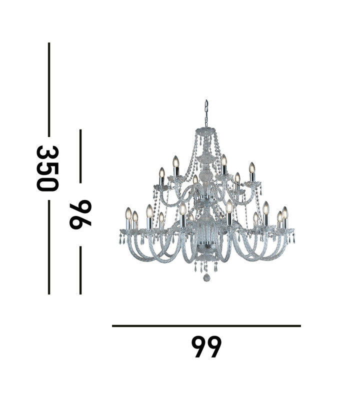 Hale 18 Light Crystal Chandelier Chrome Finish E14_Line