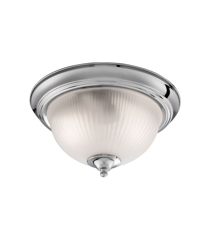Bathroom Flush 2 Light Ceiling Satin Silver IP44 E14_Off