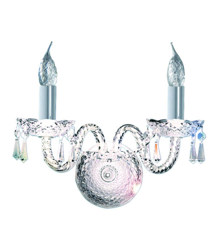 Hale Indoor Candle Wall 2 Light Chrome with Crystals E14_Main