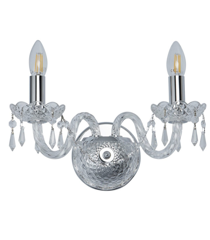 Hale Indoor Candle Wall 2 Light Chrome with Crystals E14_Off