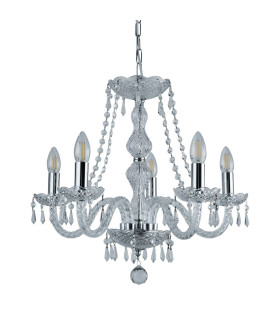Hale 5 Light Crystal Chandelier Chrome Finish E14_Off
