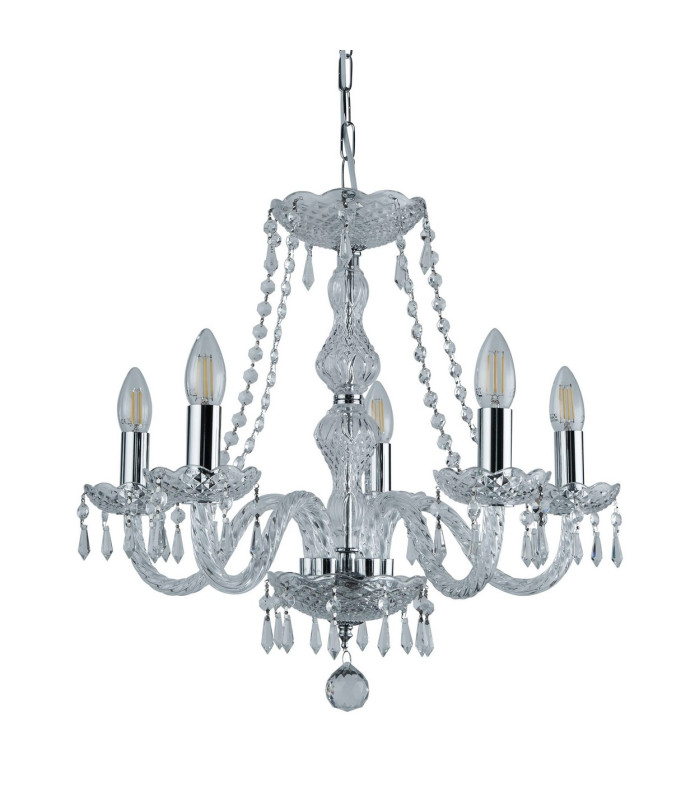 Hale 5 Light Crystal Chandelier Chrome Finish E14_Off