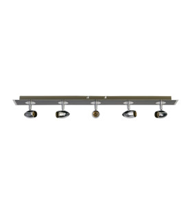 Comet 5 Light Adjustable Ceiling Spotlight Bar Chrome Matt Black GU10_Off