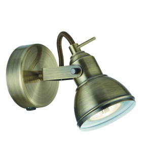 Focus 1 Light Indoor Adjustable Wall Spotlight Antique Brass GU10_Main