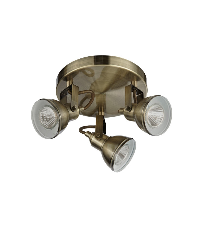 Focus 3 Light Adjustable Ceiling Spotlight Antique Brass GU10_Off