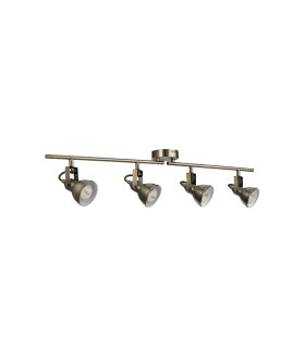 Focus 4 Light Adjustable Ceiling Spotlight Bar Antique Brass GU10_Off