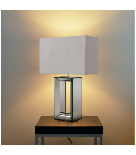 Table Lamp Mirror with White Shade E27_Room
