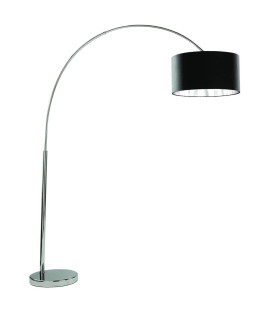 Arcs 1 Light Floor Lamp Chrome with Black Shade E27_Main