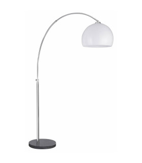 Arcs 1 Light Floor Lamp Chrome Black Marble with White Dome Shade E27_Main