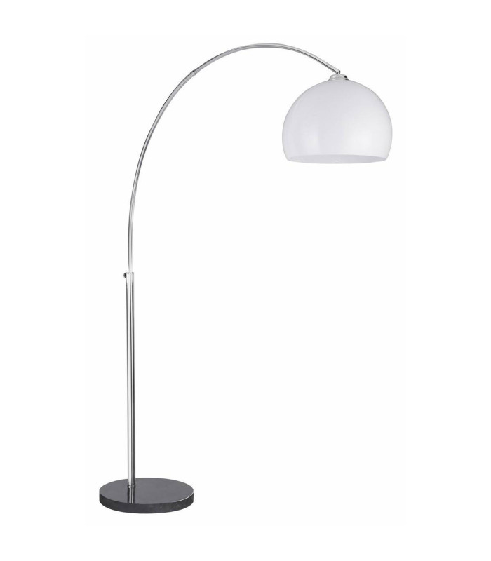 Arcs 1 Light Floor Lamp Chrome Black Marble with White Dome Shade E27_Main