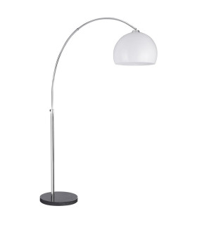 Arcs 1 Light Floor Lamp Chrome Black Marble with White Dome Shade E27_Off