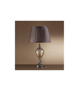 Greyson 1 Light Table Lamp Chrome Amber  Glass Urn with Brown Pleated Shade E27_Room
