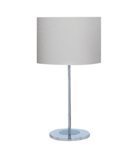 Carter 1 Light Round Table Lamp Chrome with White Fabric Shade E27_Off