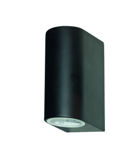 LED Outdoor Up Down Wall 2 Light Black Cast Aluminium IP44_Main