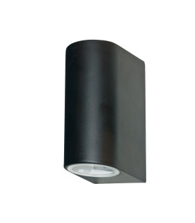 LED Outdoor Up Down Wall 2 Light Black Cast Aluminium IP44_Off