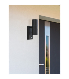 Outdoor Up Down Wall 2 Light Black Cast Aluminium with Motion Sensor IP44 GU10_Room