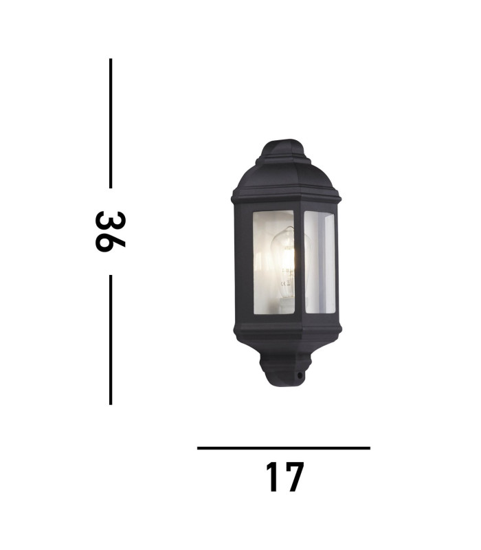 1 Light Outdoor Flush Lantern Light Black IP44 E27_Line
