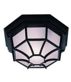 1 Light Outdoor Flush Ceiling Light Cast Aluminium Black IP54 E27_Main
