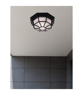1 Light Outdoor Flush Ceiling Light Cast Aluminium Black IP54 E27_Room