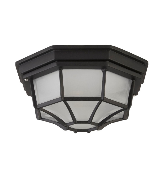 1 Light Outdoor Flush Ceiling Light Cast Aluminium Black IP54 E27_Off