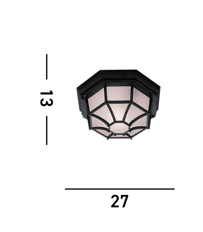 1 Light Outdoor Flush Ceiling Light Cast Aluminium Black IP54 E27_Line