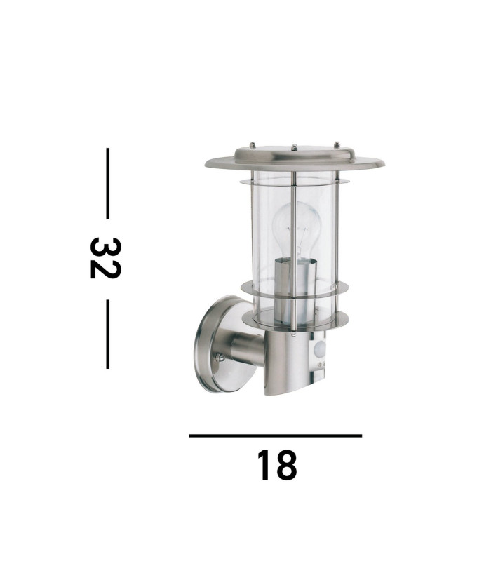 1 Light Outdoor Wall Light Stainless Steel with Motion Sensor IP44 E27_Line