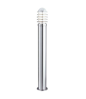 Louvre 1 Light Outdoor Bollard Light Stainless Steel with Polycarbonate Diffuser IP44 E27_Main