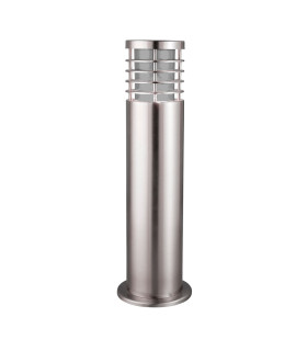 Louvre 1 Light Outdoor Bollard Light Satin Silver IP44 E27_Off