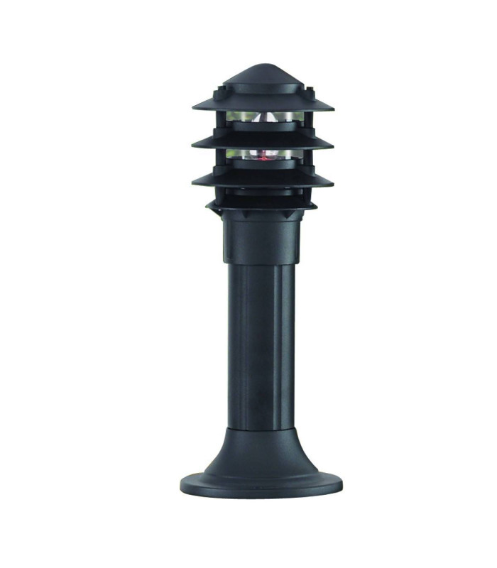 1 Light Outdoor Pedestal Bollard Light Black IP44 E27_Main
