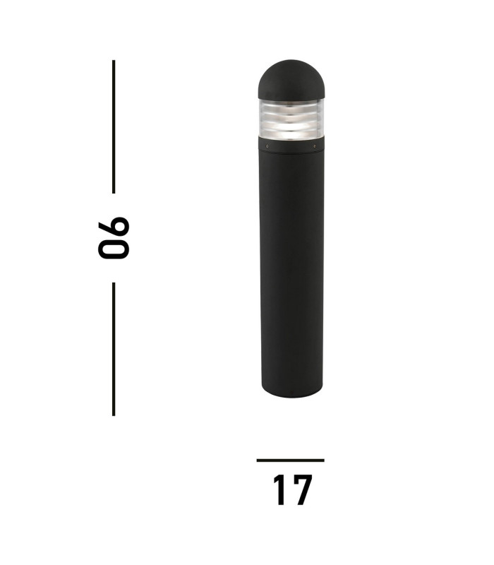 Bronx 1 Light Outdoor Bollard Light Black with Polycarbonate Diffuser IP65 E27_Line