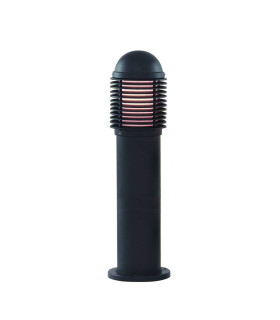 1 Light Outdoor Bollard Light Black with White Diffuser IP44 E27_Main