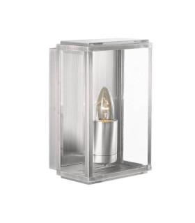 Box 1 Light Outdoor Garden Wall Light Satin Silver IP44 E27_Main