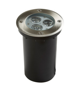 LED 3 Light Recessed Outdoor Pathway Ground Light Stainless Steel IP67_Off