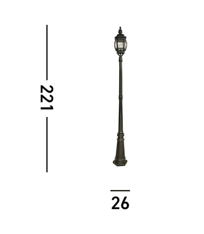 Bel Aire 1 Light Outdoor Lamp Post Black IP44 E27_Line