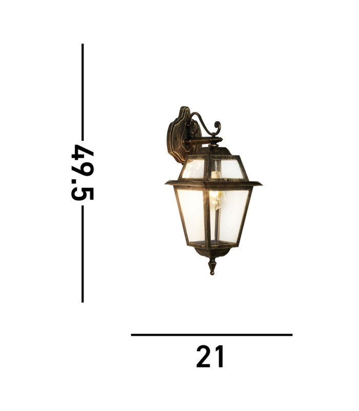 New Orleans 1 Light Outdoor Lantern Black Gold IP44 E27_Line