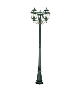 New Orleans 3 Light Outdoor Lamp Post Black Gold IP44 E27_Main