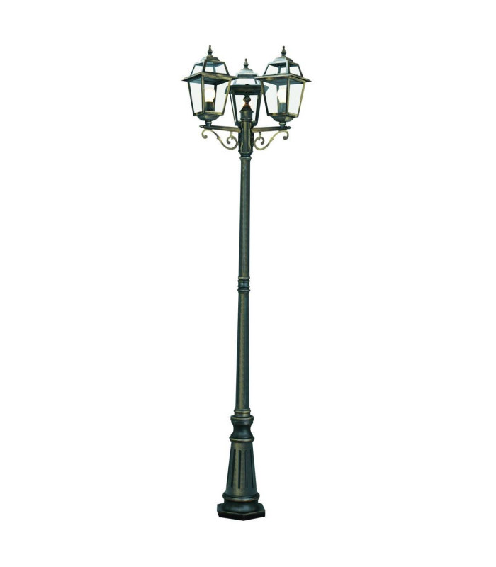 New Orleans 3 Light Outdoor Lamp Post Black Gold IP44 E27_Main