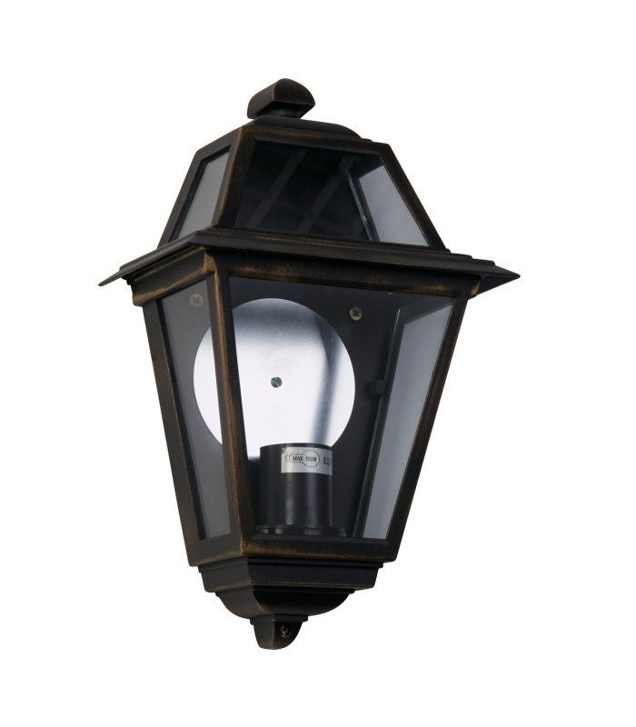 New Orleans 1 Light Outdoor Garden Wall Lantern Black Gold IP44 E27_Off