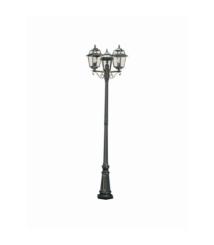 New Orleans 3 Light Outdoor Lamp Post Black Gold IP44 E27_Off