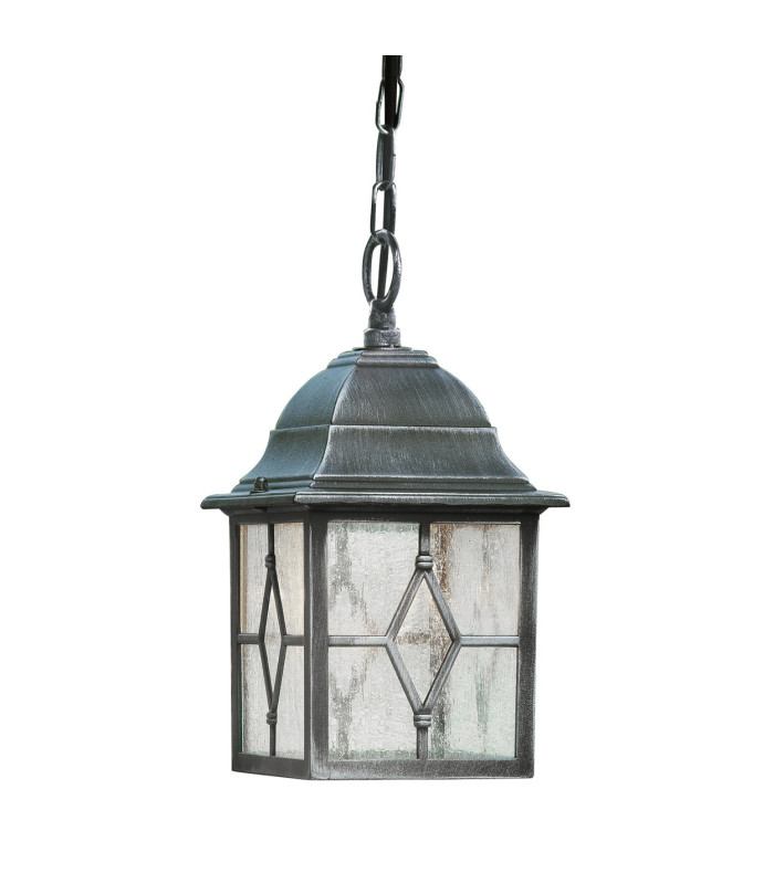 Genoa 1 Light Outdoor Ceiling Pendant Light Black Silver E27_Off
