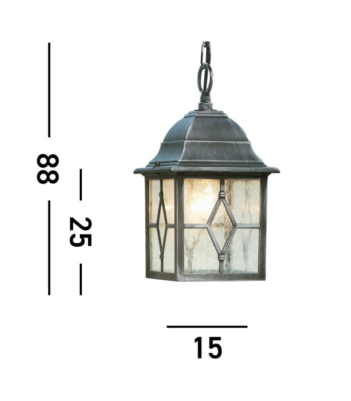 Genoa 1 Light Outdoor Ceiling Pendant Light Black Silver E27_Line